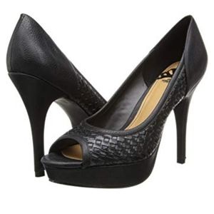 🎁3/$15🎁 Fergalicious-Black Peep Toe Size: 8.5